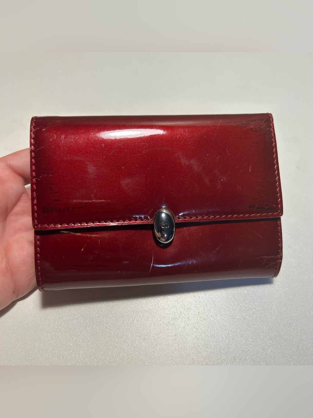 Christian Dior Vintage Wallet Red Patent Leather authentic